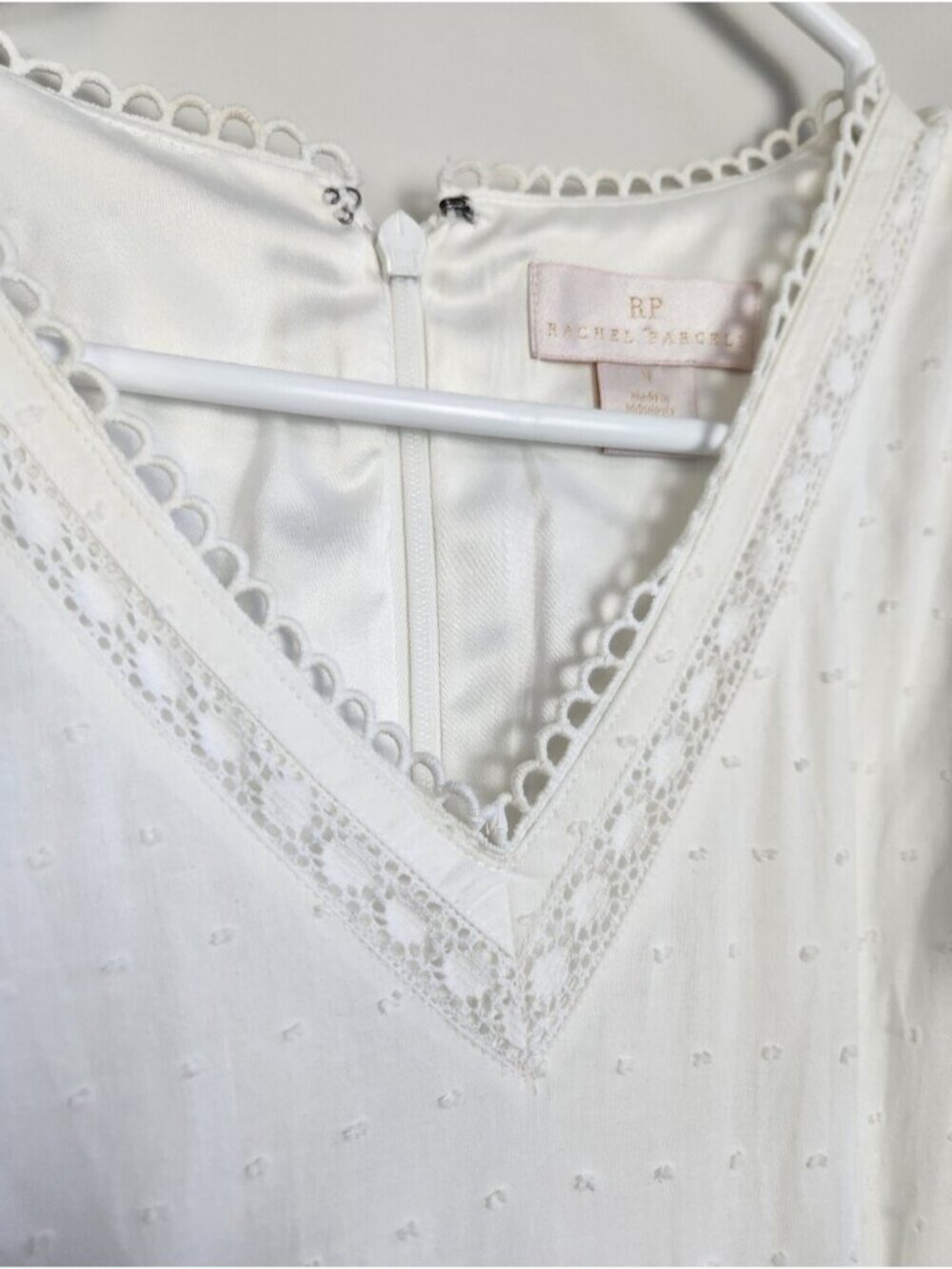 Rachel Parcell White Cotton Flutter Sleeve Tiered Dress Size 8 Milkmaid Coquette - Picture 6 of 13